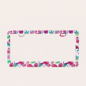 New in Package Cute Pink Flamingo Aluminum Decorative License Plate Cover